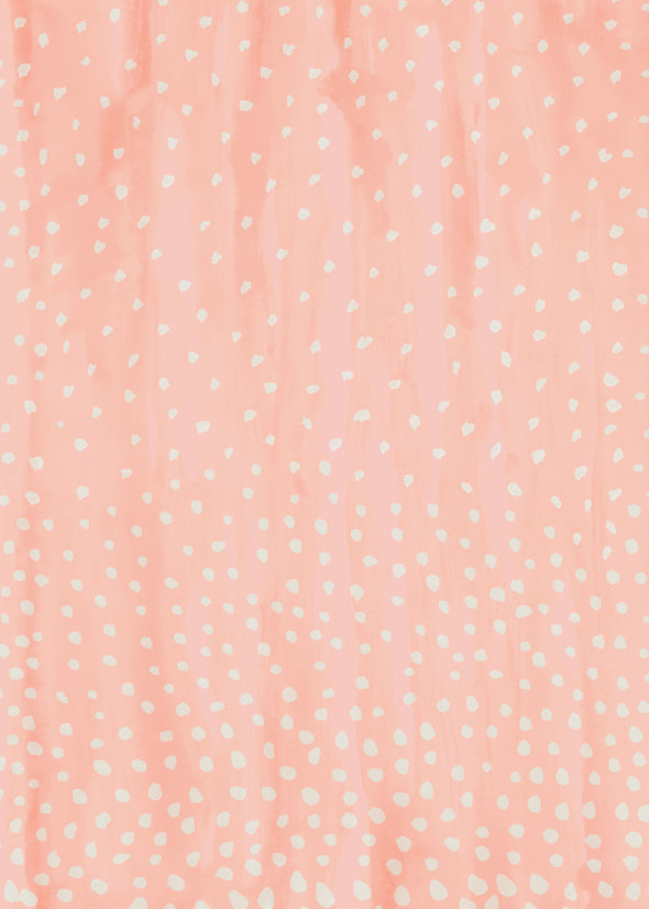 Beige Dots intricate dot pattern art from the Dots series by Georgiana Paraschiv. Small white dots scattered across a warm salmon-peach background with soft vertical watercolor wash streaks running through the composition.