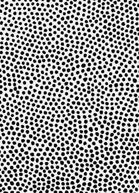 Dots Pattern intricate dot pattern art from the Dots series by Georgiana Paraschiv. Organic black dots of varying sizes distributed in a fluid, wave-like scatter on a white background.