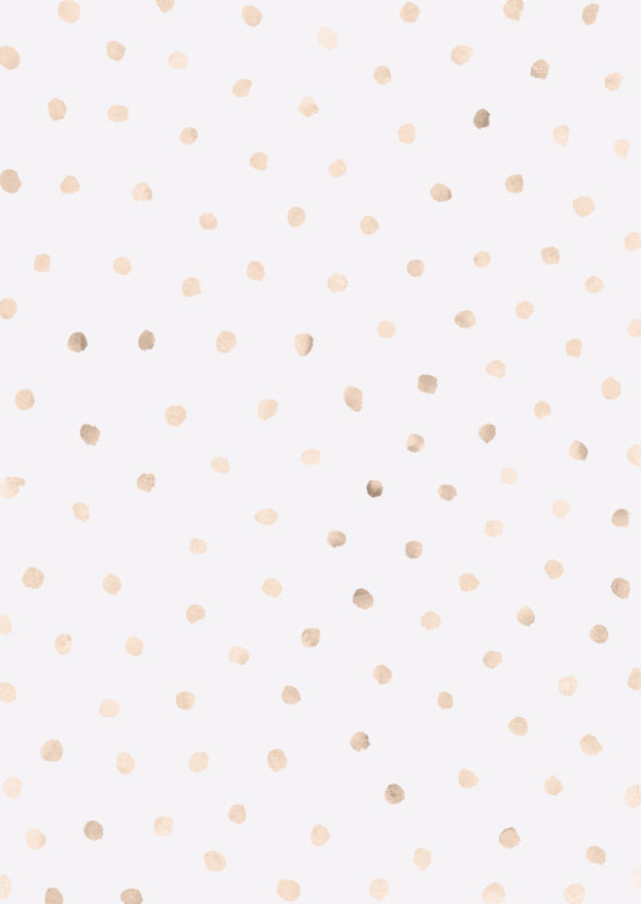 In Gold intricate dot pattern art from the Dots series by Georgiana Paraschiv. Small, softly painted watercolor dots in warm sand and gold tones scattered lightly on a near-white background.